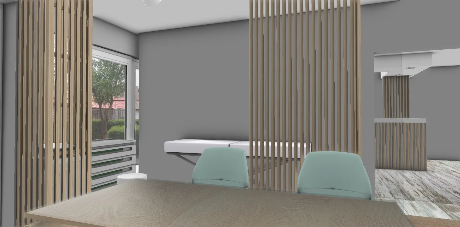 3D οπτική σύνδεση γραφείου ιατρού και εξεταστικού χώρου